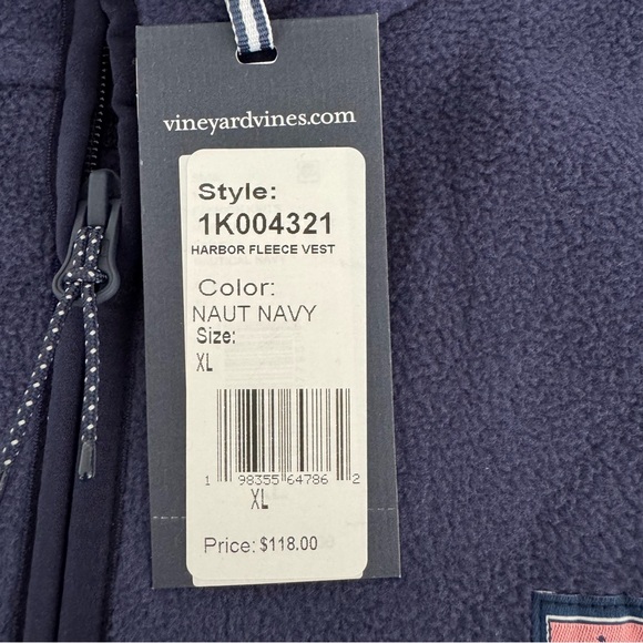 Vineyard Vines Harbor Fleece Vest XL NWT - Picture 4 of 5